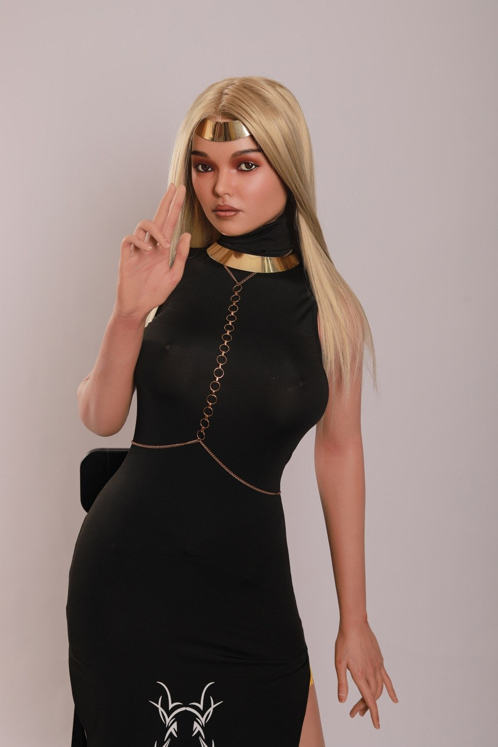 Solange understated elegant silicone companion doll - front view with effortless sophistication, Realistic companion